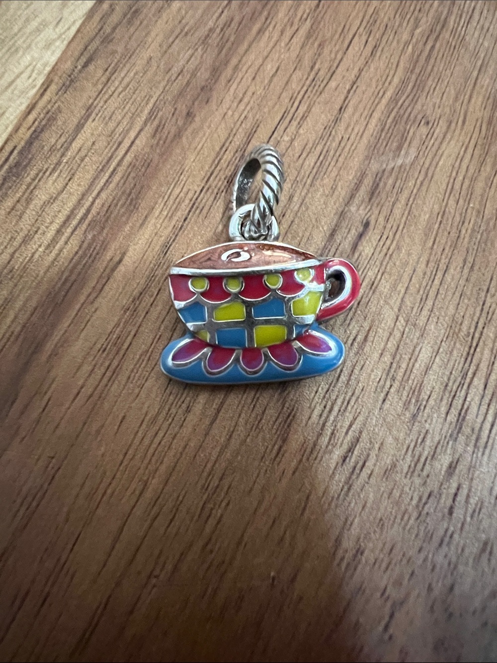 Brighton Multicolor Teacup Charm Pendant - Pink, Yellow, Blue
